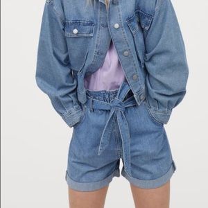 H&M denim paper bag shorts